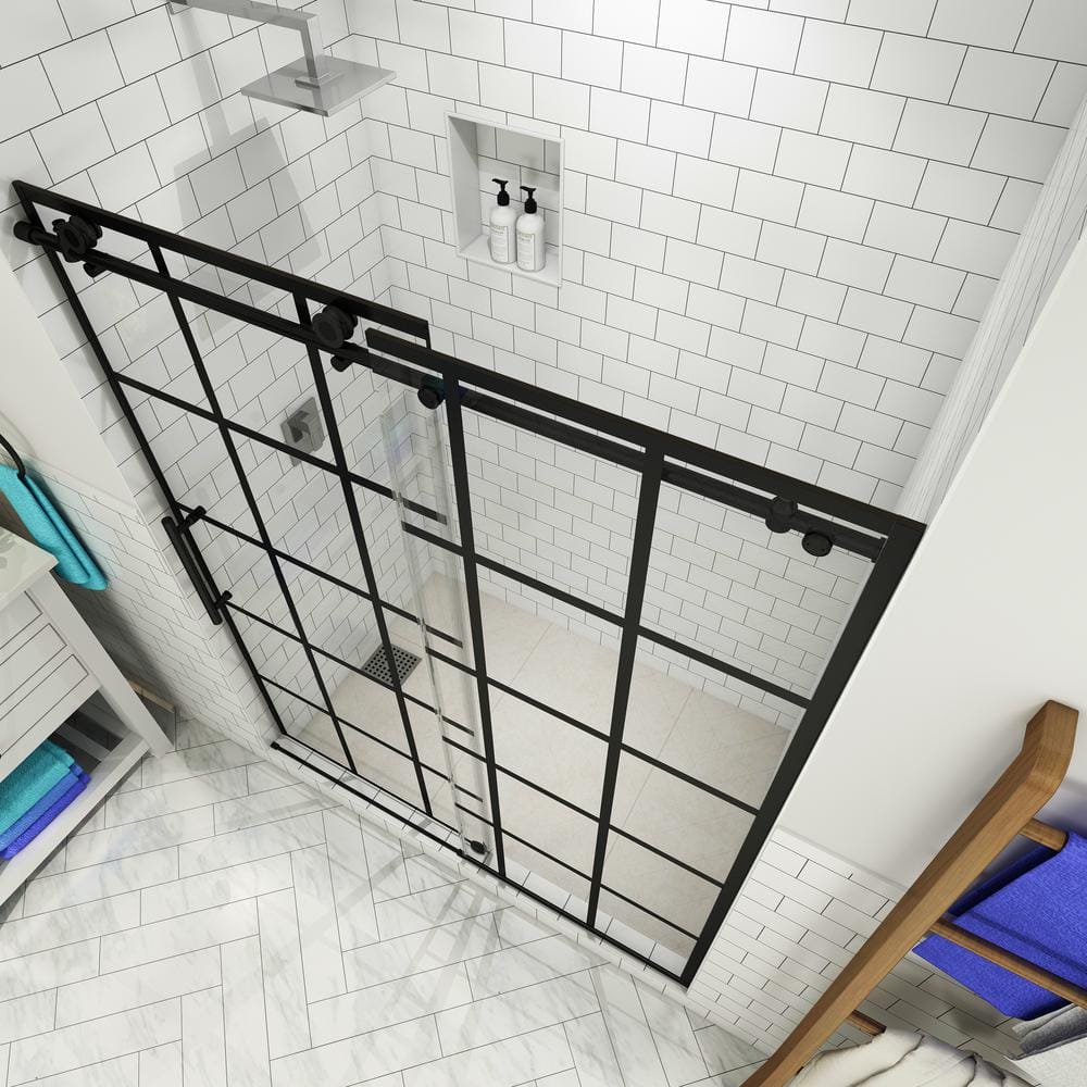 Kamaya 60" Matte Black Frameless Sliding Shower Door
