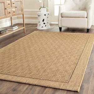 Palm Beach Natural 6 ft. x 9 ft. Interlaced Border Area Rug
