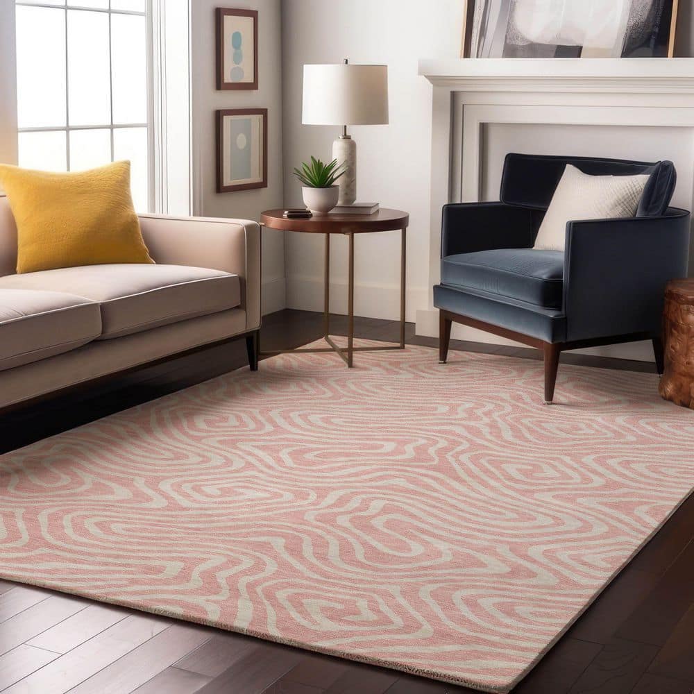 Mayfield Premium Machine Washable Abstract AMF1020 Pink 8 ft. x 10 ft. Area Rug price history on PriceWatchPro