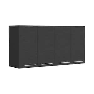 47.24 in. W x 13.1 in. D x 23.62 in. H Kitchen Bathroom Storage Wall Cabinet with 4-Doors in Black