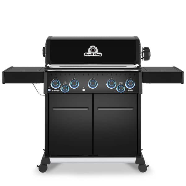 Baron 590 Pro Shadow 5-Burner Natural Gas Grill in Black with Side Burner and Rear Rotisserie Burner