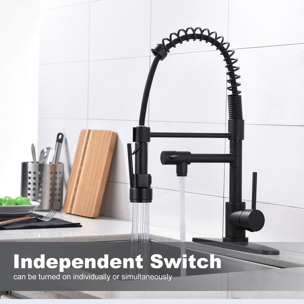 Matte Black Brass Pull Down Sprayer Kitchen Faucet