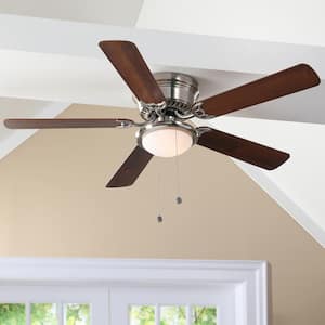 Hugger 52 in. LED Indoor Brushed Nickel Ceiling Fan with Light Kit
