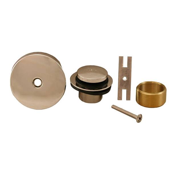 JONES STEPHENS Toe Touch Bath Tub Drain Conversion Kit with 1-Hole Overflow Plate in Polished Stainless