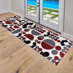 Mickey Mouse White/Red 3 ft. x 8 ft. Bravo Spheres Geometric Indoor Area Runner Rug