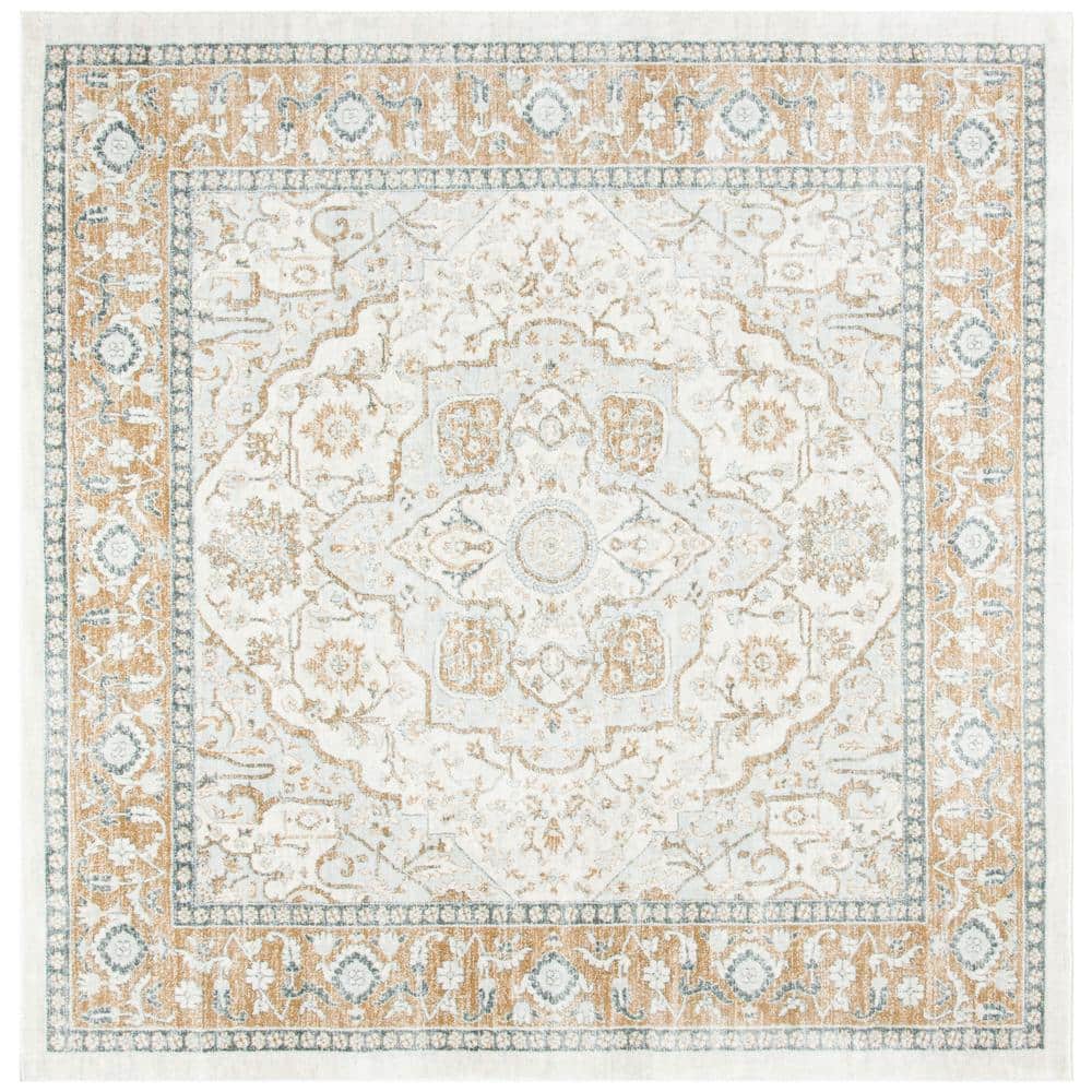 Isabella 6'7" Square Cream and Beige Synthetic Area Rug