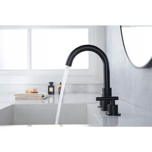 Dowell 8 in. Widespread 2-Handle High-Arc Bathroom Faucet with Pop-up Drain in Matte Black
