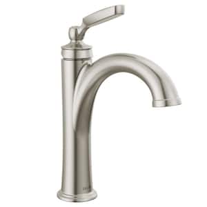 Woodhurst Single-Handle Single-Hole Bathroom Faucet with Metal Drain Assembly in Stainless Steel