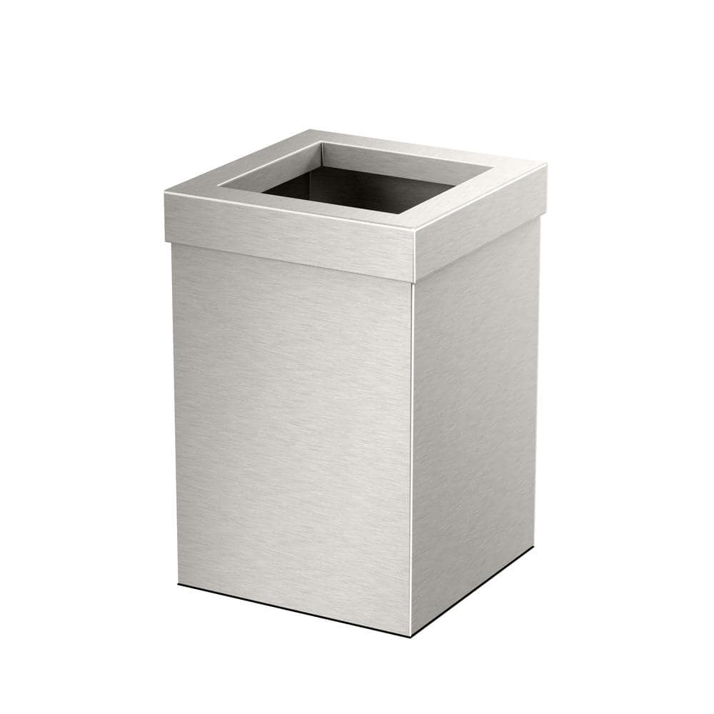Satin Nickel Square Stainless Steel Open-Top Waste Basket