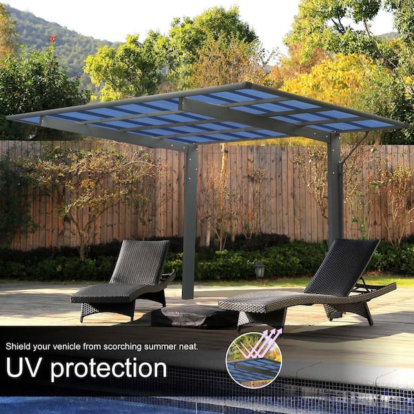 17 ft. W x 9 ft. D x 11 ft. H Outdoor Single Carport, Charcoal