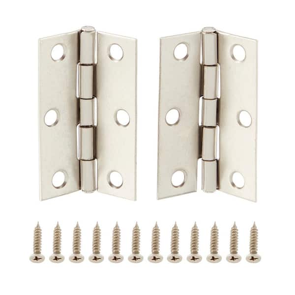 Everbilt 2-1/2 in. Satin Nickel Non-Removable Pin Narrow Utility Hinge (2-Pack)