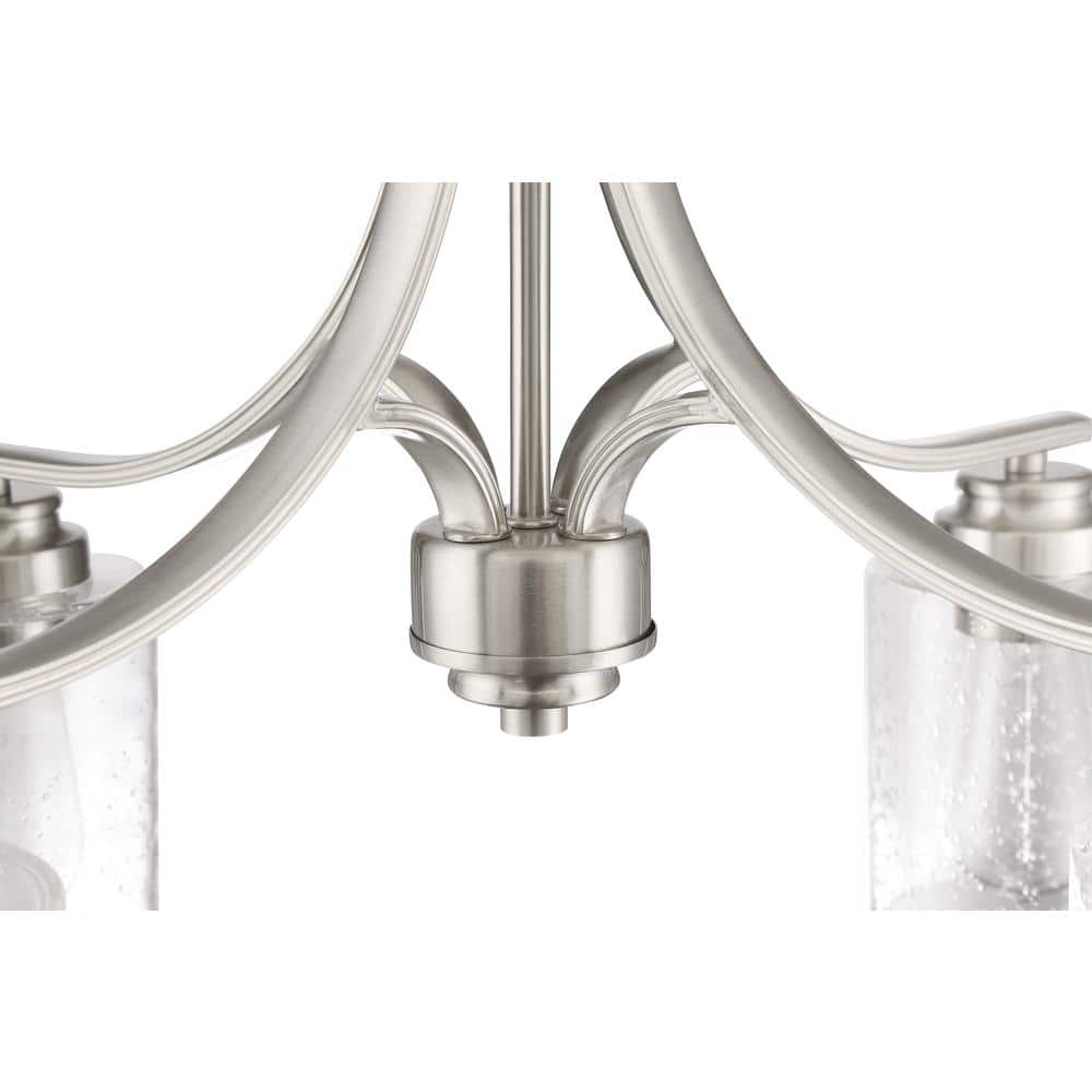 Polished Nickel 4-Light Chandelier with Clear Seeded Glass Shades