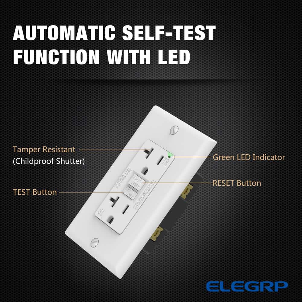 White 20 Amp Tamper Resistant GFCI Duplex Outlet with Wall Plate