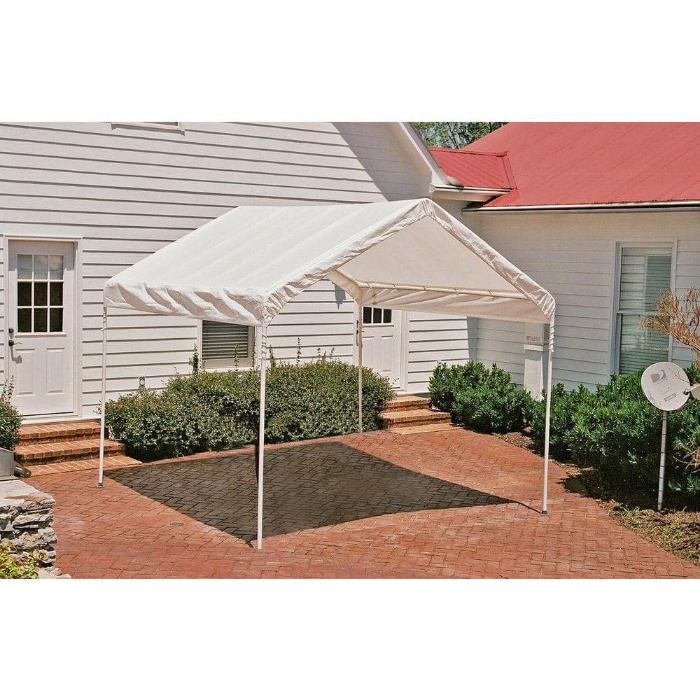 10 Ft. White Steel Pop-Up Canopy with Waterproof Cover