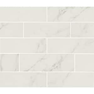 Kalypso Monet 4 in. x 12 in. Glossy Ceramic White Subway Wall Tile (10.76 sq. ft./Case)