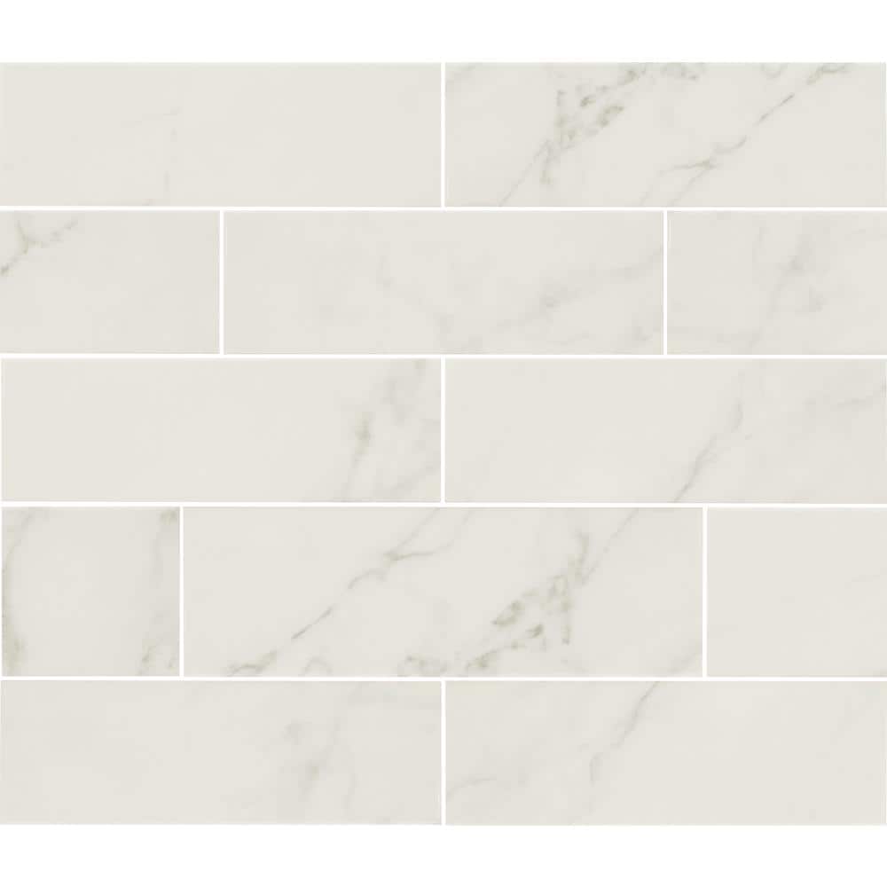 Take Home Tile Sample - Kalypso Monet 4 in. x 4 in. Glossy Ceramic White Subway Wall Tile price history on PriceWatchPro