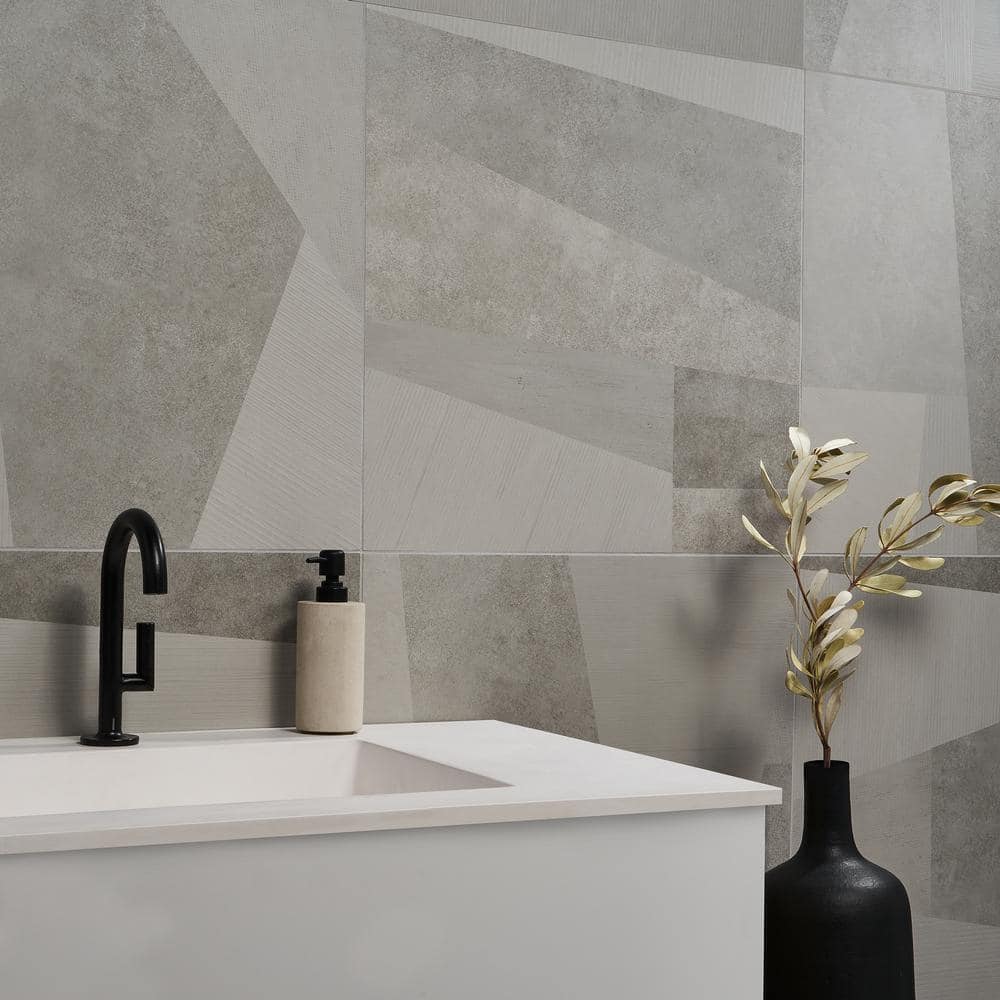 Large Gray Matte Porcelain Floor and Wall Tile