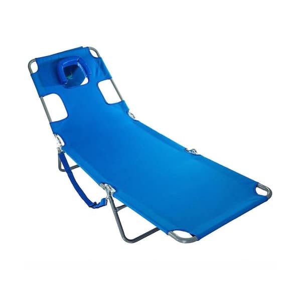 Photo 1 of Blue Folding Portable Chaise Lounge Sunbathing Poolside Beach Chair