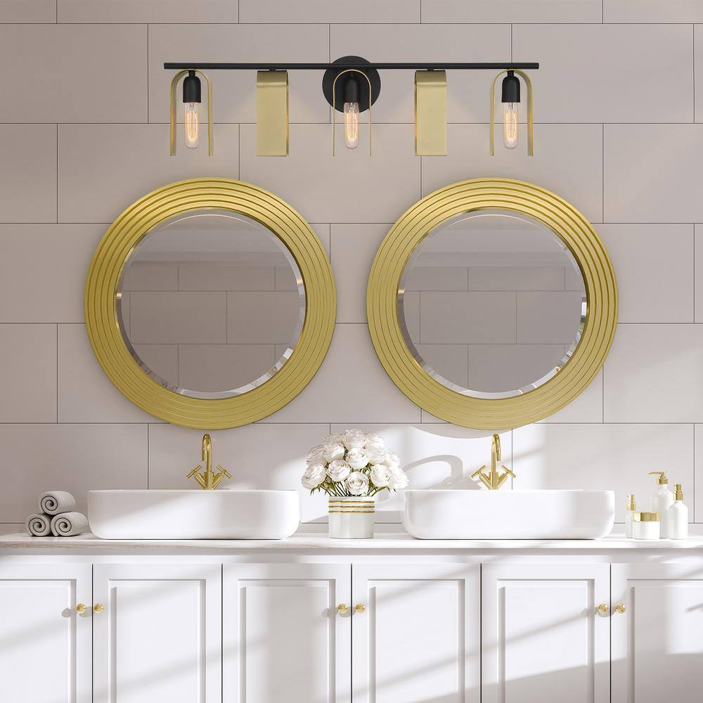 Matte Black and Brushed Gold 5-Light Vanity Fixture