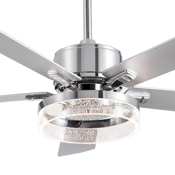Breezary Clark 52 in. Integrated LED Indoor Chrome Chandelier Ceiling Fan with Light and Remote Control Included