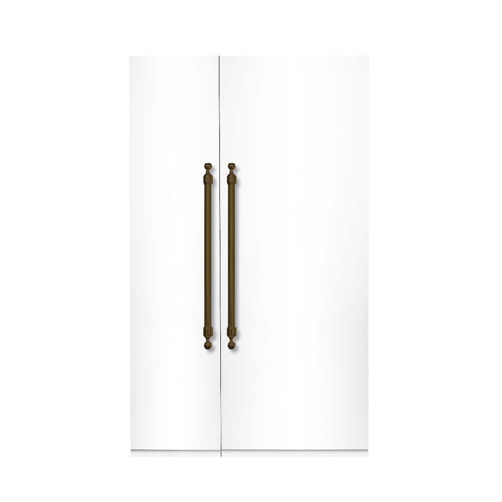 Classico 48 in. 25.2 CF TTL. Counter-Depth Built-in Side-by-Side Refrigerator in White with Bronze Handle