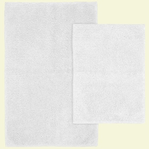 Queen Cotton White 21 in. x 34 in. Washable Bathroom 2-Piece Rug Set