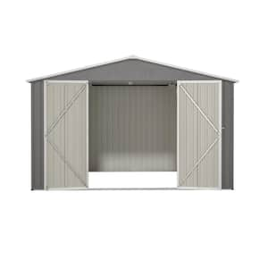 10 ft. W x 8 ft. D Metal Storage Shed for Garden with Lockable Doors, Backyard Tool Storage Patio shed, gray 80 sq.ft.