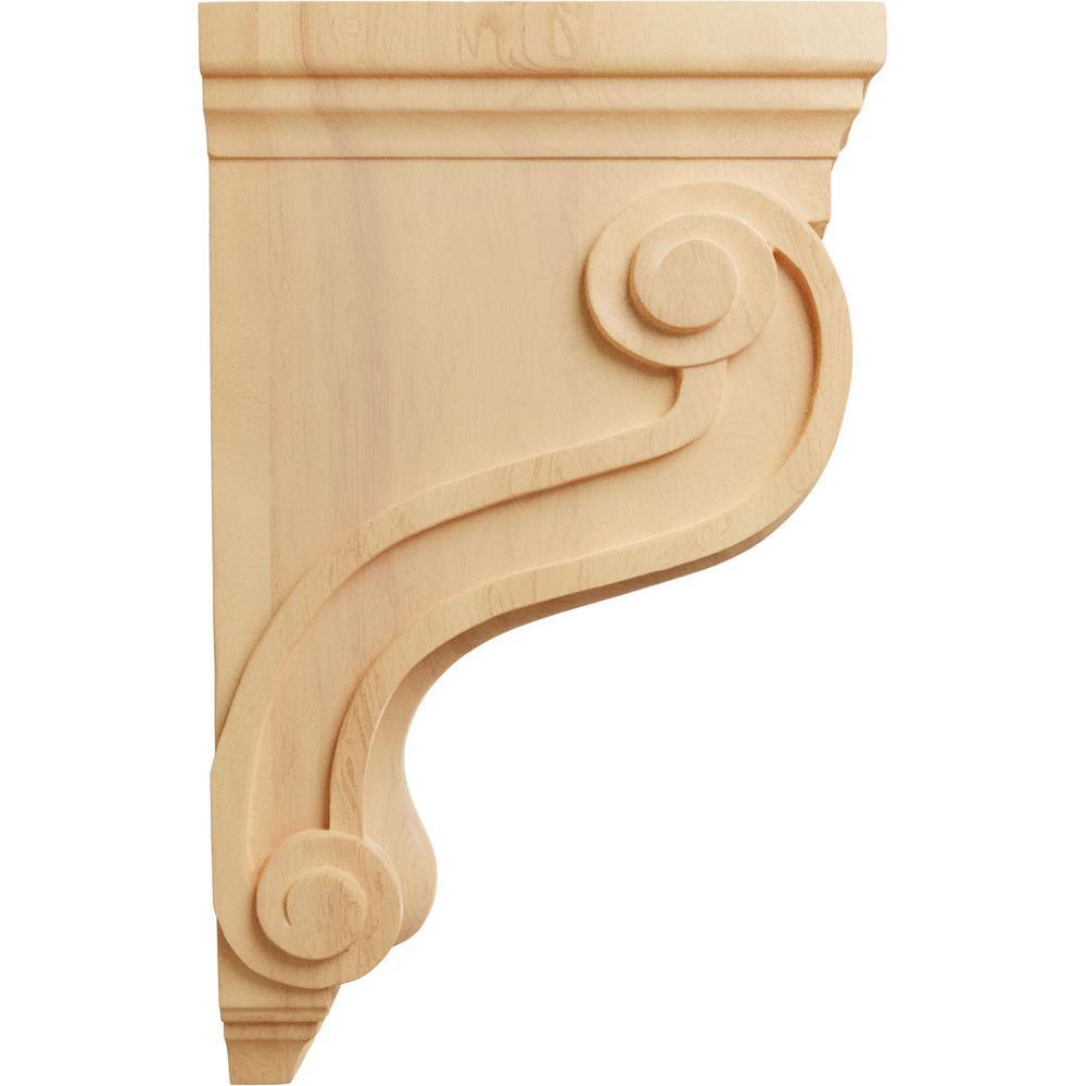 Boston Traditional Red Oak Scroll Corbel 3.88"W x 8"D x 13"H