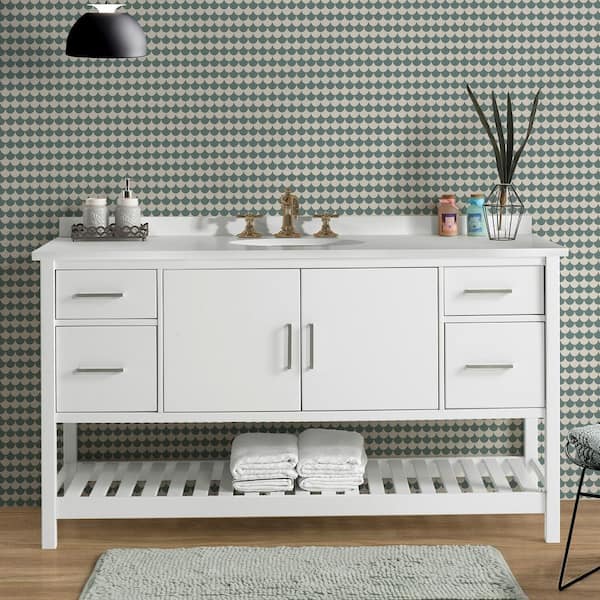 Harrison 60 in. W x 21 in. D x 34 in. H Bath Vanity Cabinet without Top in White