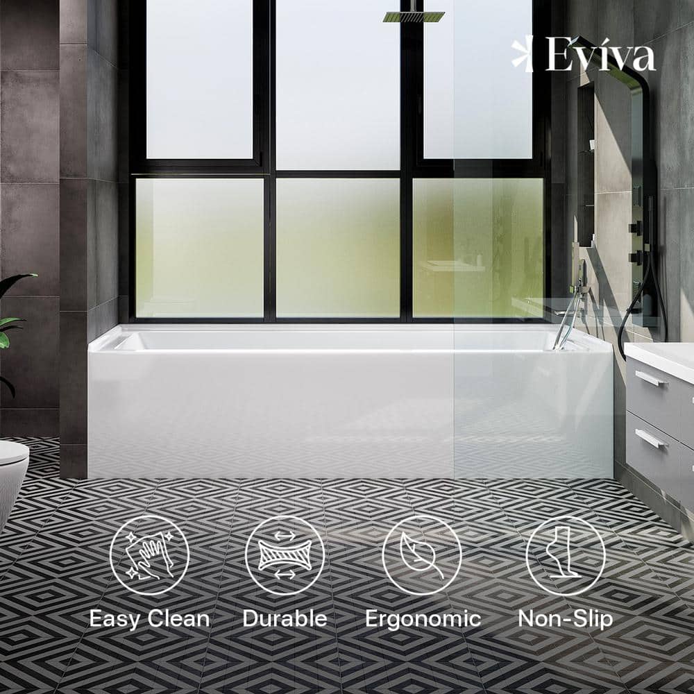 Nova 60'' White Acrylic Alcove Soaking Bathtub