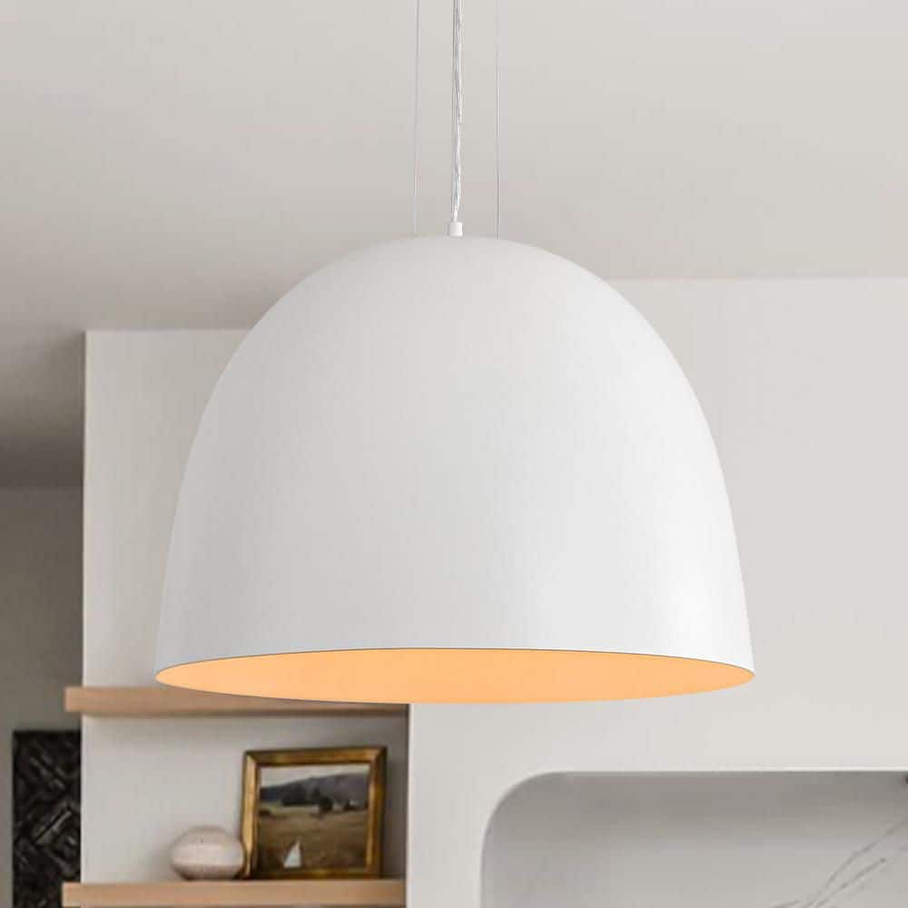 1-Light Matte White Industrial Dome Chandelier Farmhouse Pendant-Light Fixture for Bedroom with No Bulb Included price history on PriceWatchPro