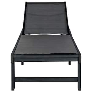 Manteca Dark Slate Gray 1-Piece Wood Outdoor Chaise Lounge Chair with Textile Dark Gray Fabric