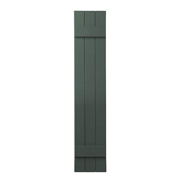 Ply Gem 11 in. x 51 in. Polypropylene Plastic 3-Board Closed Board and Batten Shutters Pair in Green