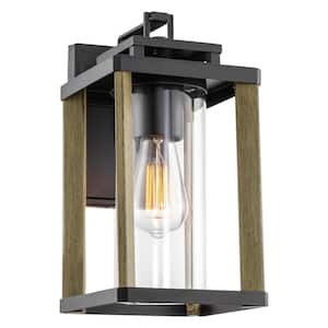 Thayer 60-Watt 1-Light Black Modern Wall Sconce with Clear Shade, No Bulb Included