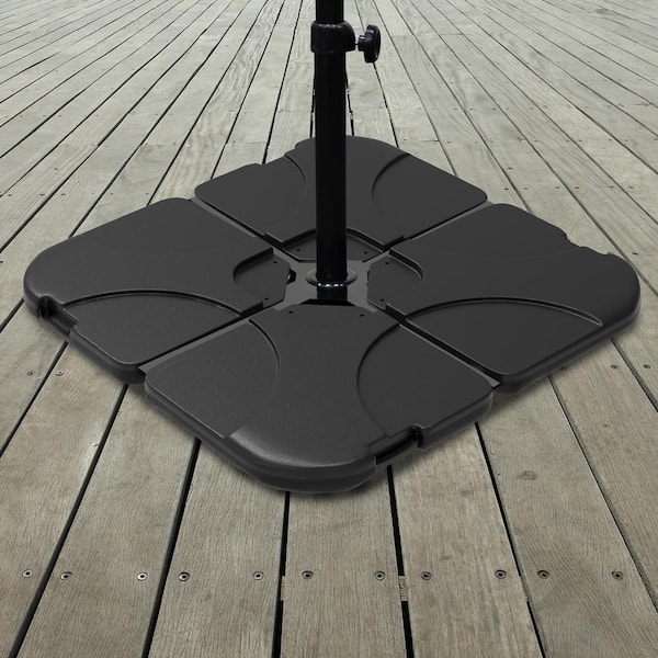 4-Piece Patio Umbrella Base Offset Cantilever Stand Concrete Weight Heavy Duty