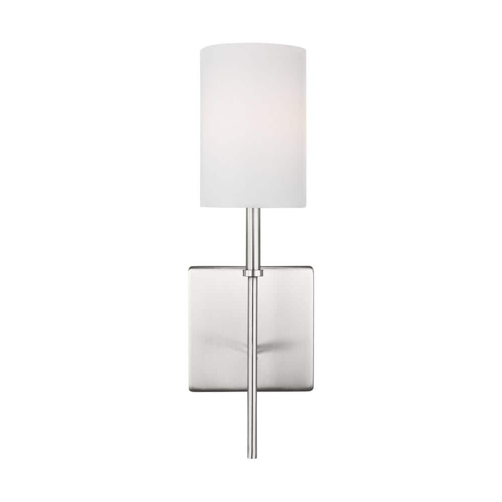 Foxdale 1-Light Brushed Nickel Wall Sconce with White Linen Fabric Shade price history on PriceWatchPro