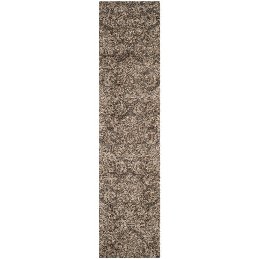 UPC 889048213609 product image for Florida Shag Smoke/Beige 2 ft. x 8 ft. Floral Medallion Runner Rug | upcitemdb.com
