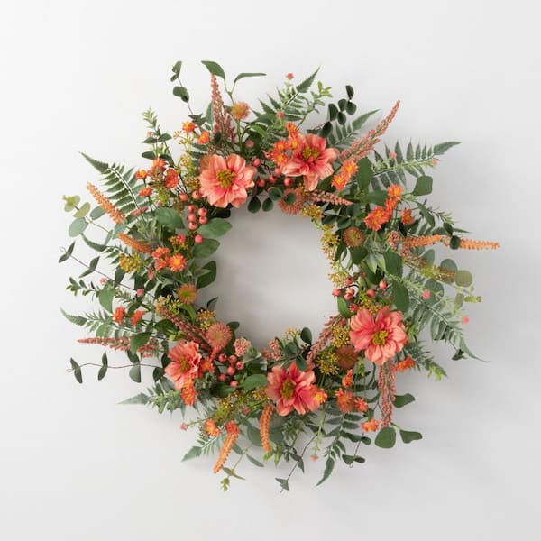 SULLIVANS 25" Artificial Dahlia Berry Wreath
