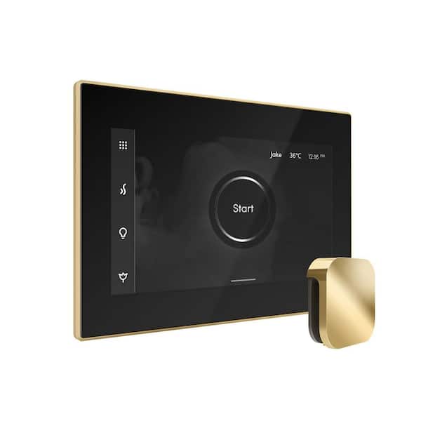 XButler Max Steam Shower Control Package with iSteamX Control and Steamhead in Black Polished Brass