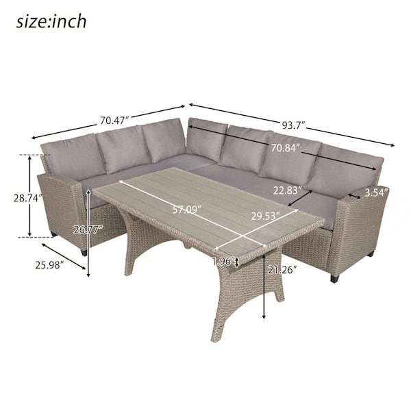 Direct Wicker Charlottetown 3 Pieces Patio Sectional Sofa Set With Table Brown Cushions Sh000073aad The Home Depot Pieces Wicker Patio Sectional Sofa Set, Wicker Patio Sectional Dining Set 3 Pieces