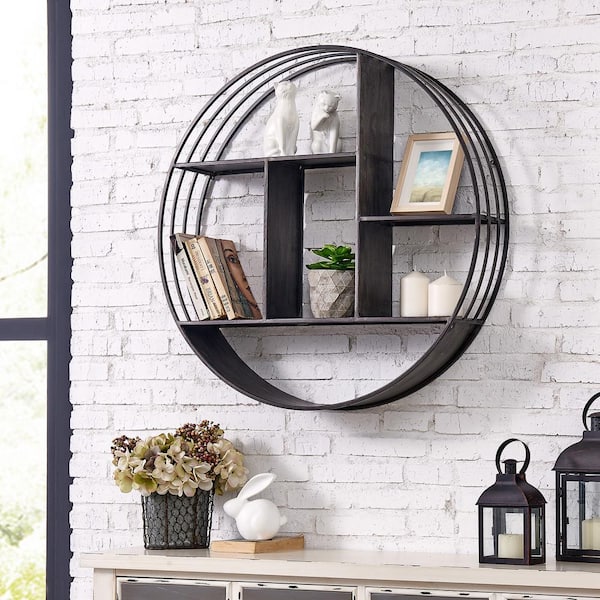 Brody Industrial Circular Decorative Wall Shelf - outlet FirsTime,dyt