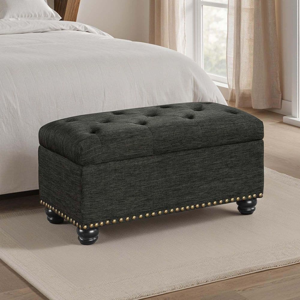 Designs 4-Comfort 7th Avenue Dark Charcoal Gray Fabric Storage Ottoman Bench price history on PriceWatchPro