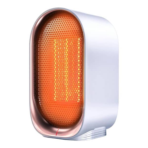 1000W White Indoor Electric Portable Space Heater Ceramic Heating Method w Overheat Tip-Over Protection for Home Office