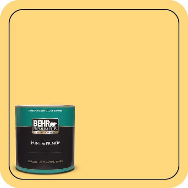 BEHR PREMIUM PLUS 1 qt. Home Decorators Collection #HDC-SM16-05 Deviled Egg Semi-Gloss Enamel Exterior Paint & Primer