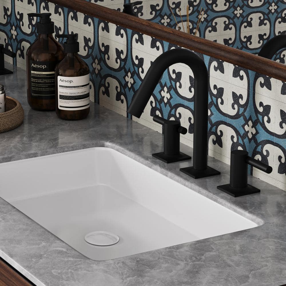 Matte Black 8-Inch Widespread Double Handle Bathroom Faucet