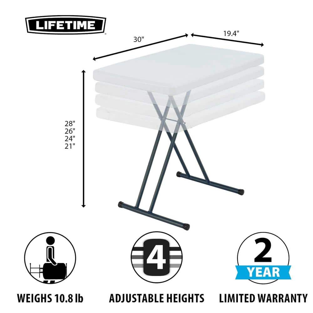 Adjustable White Granite Plastic Folding Table with X-Shaped Base