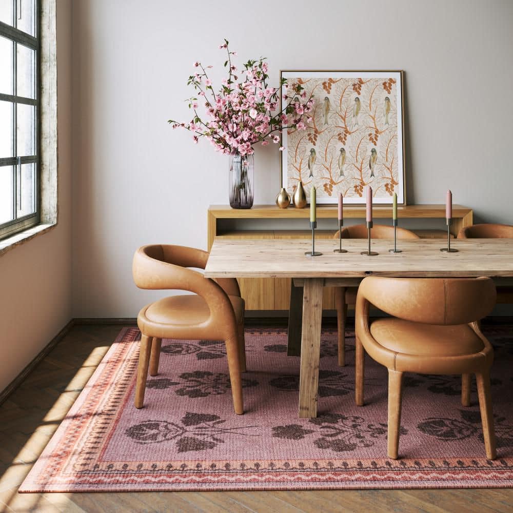 RUGS USA Padma Lakshmi X Rugs Floris Hand-Tufted Floral Wool-Blend Pink ...