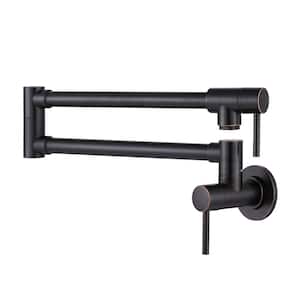 Wall Mounted Brass Pot Filler with 2 Handles in Oil Rubbed Bronze