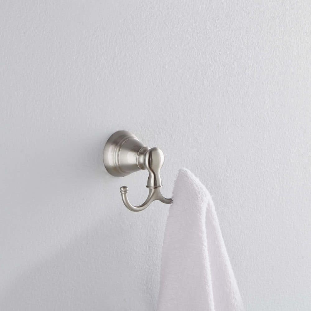 Moen Brushed Nickel Double Robe Hook with 30 lb Capacity