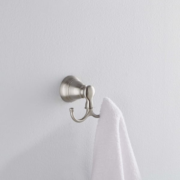 Banbury Double Robe Hook in Spot Resist Brushed Nickel